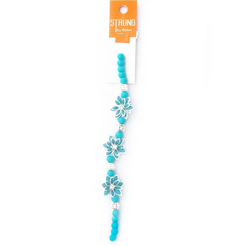 Glass 3D Flower, Filligree Balls & Round Strung Beads (available in 3 colours)